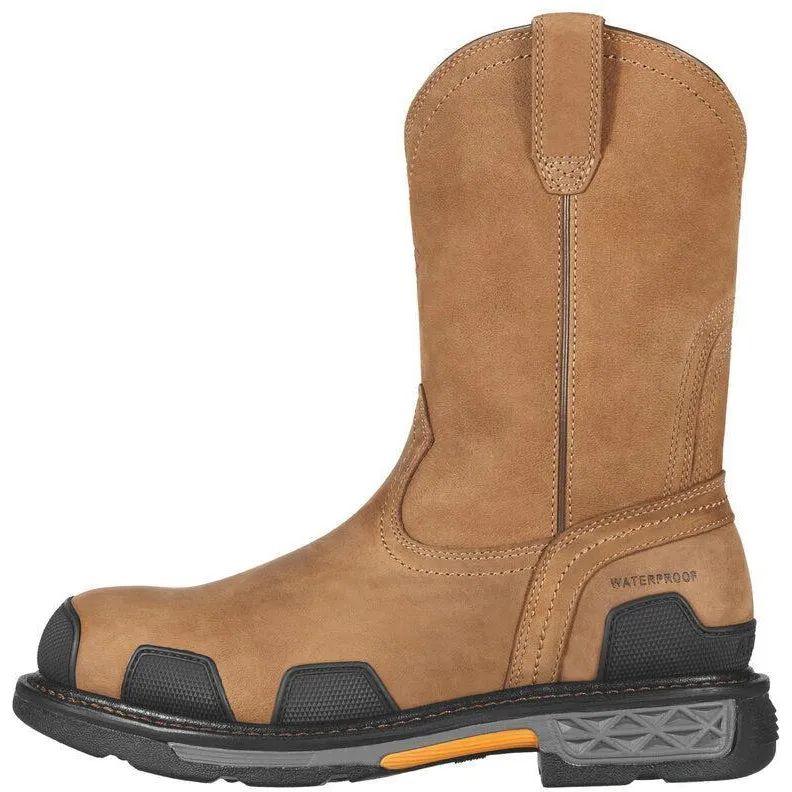 Ariat Men's OverDrive Pull-On 10 Comp Toe WP Work Boot Brown 10010901