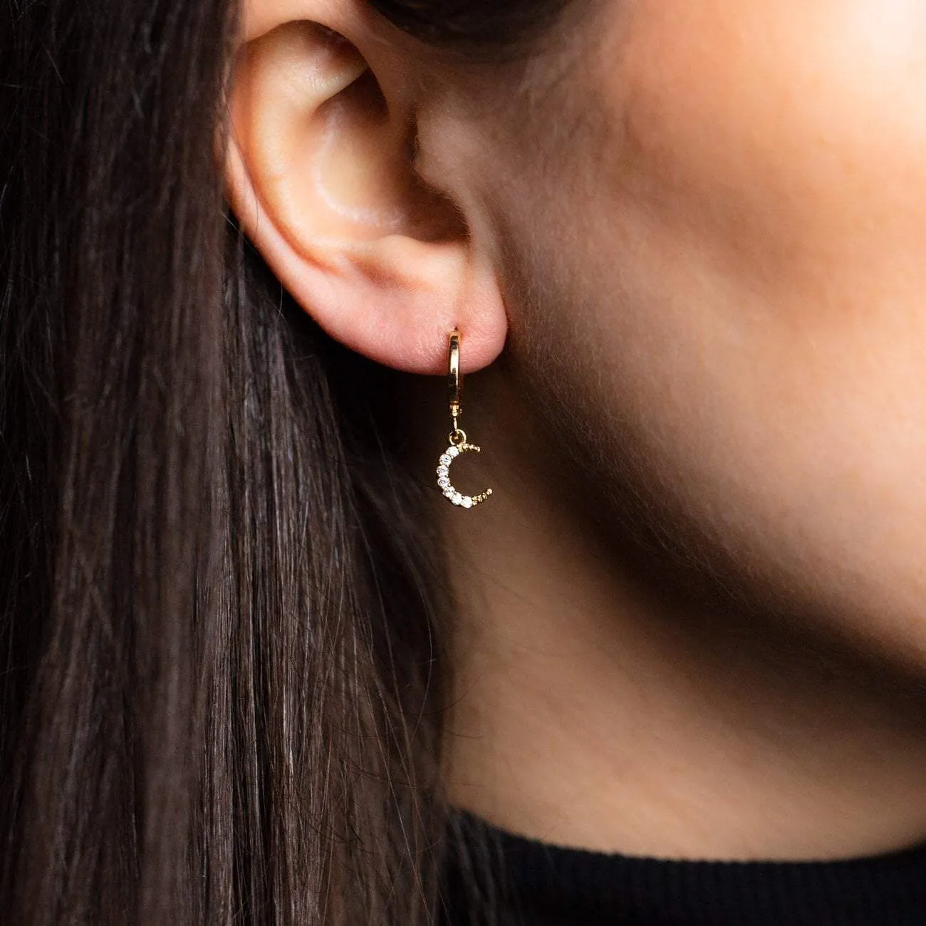 Chloe Star and Moon Motif Hoop Earrings