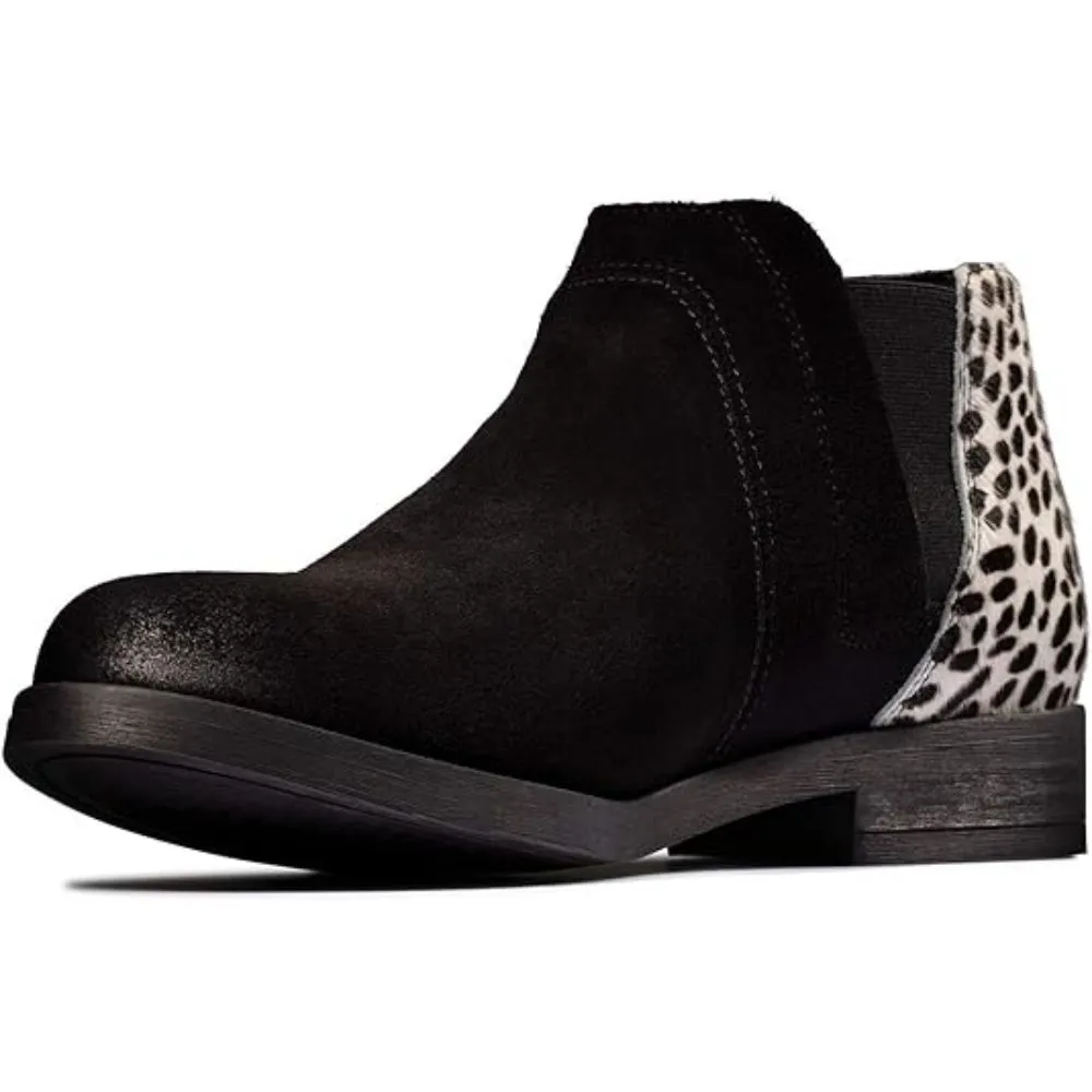 Clarks Demi 2 Beat Black Combination Suede Ankle Bootie