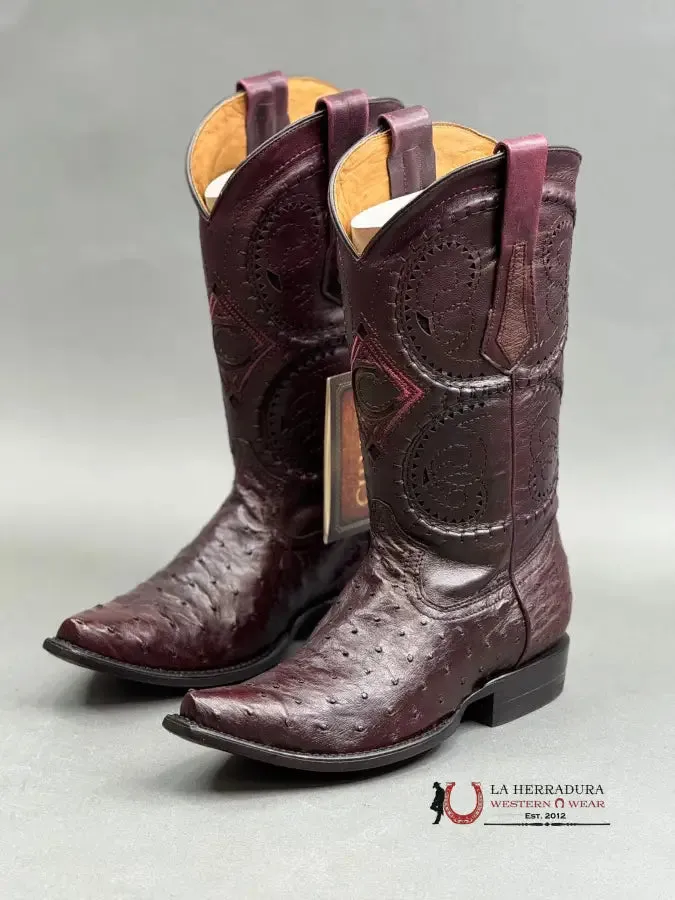 CUADRA BOOTS OSTRICH PORTO VINO SNIP TOE
