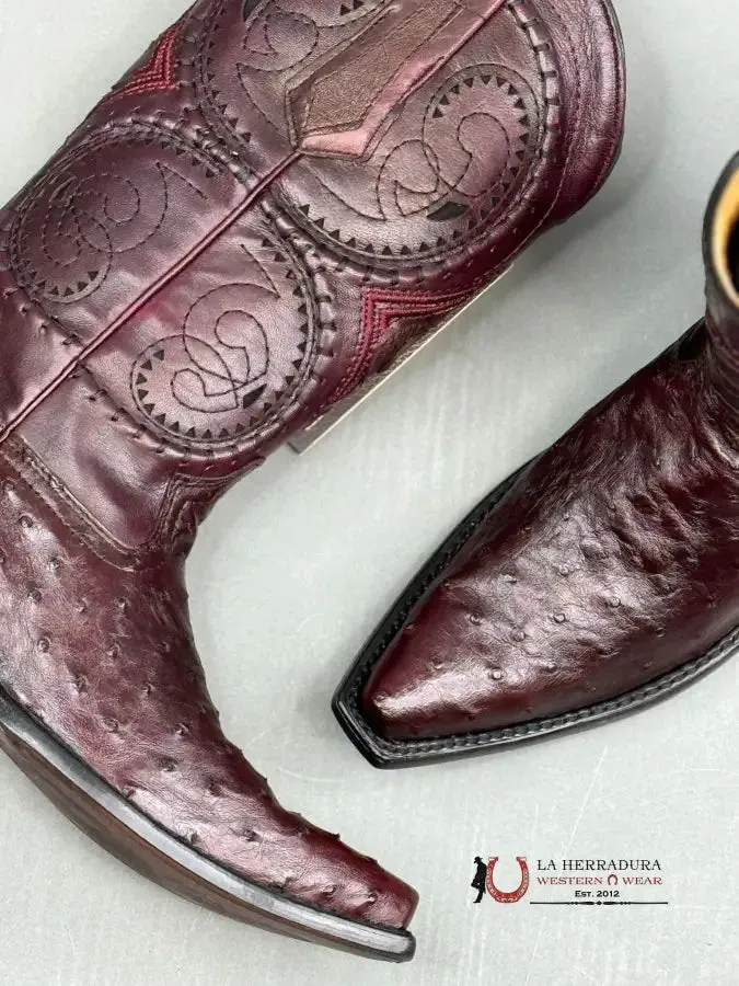 CUADRA BOOTS OSTRICH PORTO VINO SNIP TOE