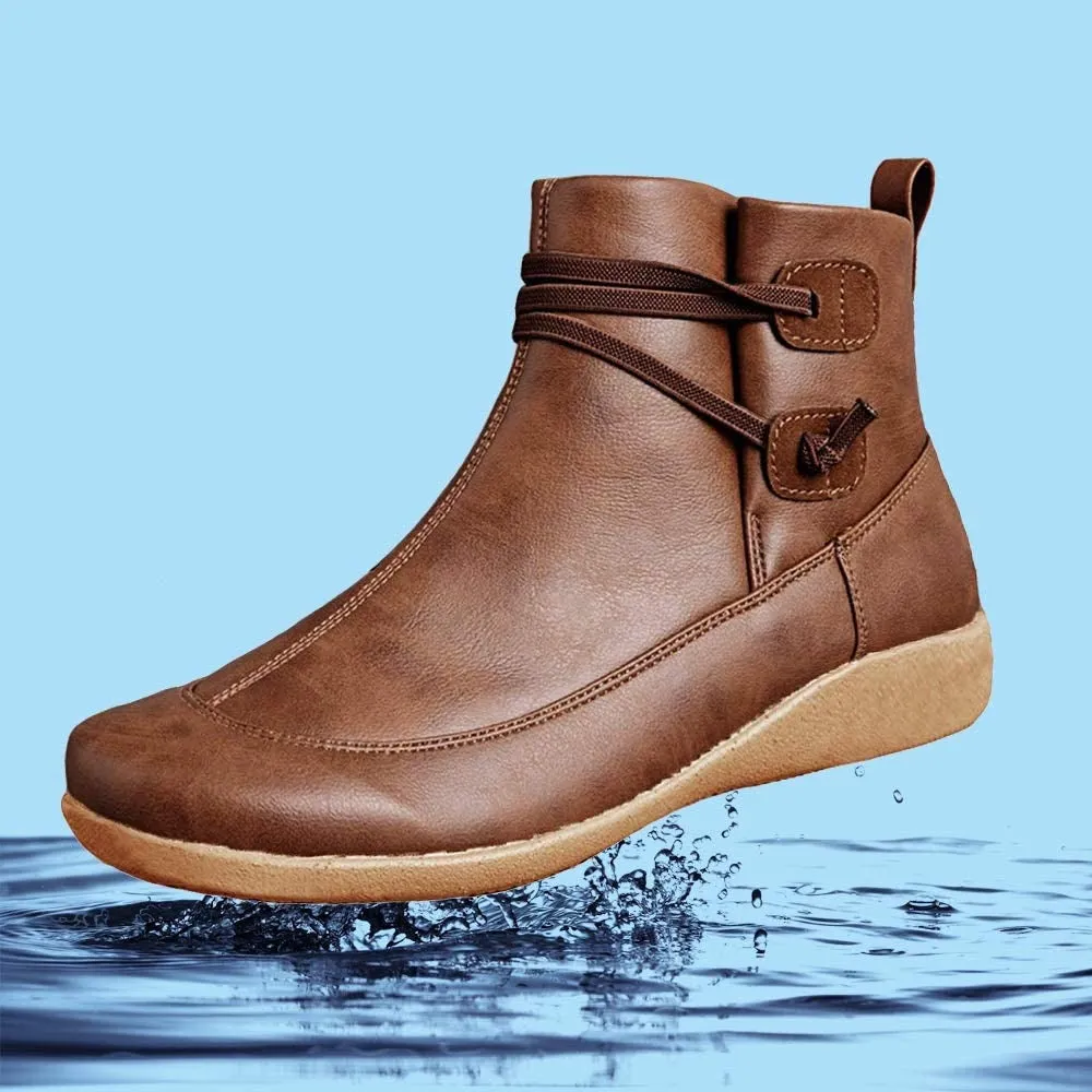 Dyavor Women Snow Ankle Boots Waterproof Leather Orthopedic Shoes