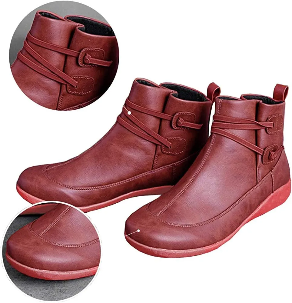 Dyavor Women Snow Ankle Boots Waterproof Leather Orthopedic Shoes