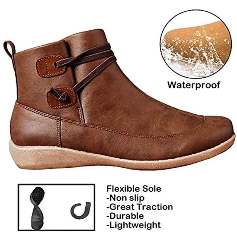 Dyavor Women Snow Ankle Boots Waterproof Leather Orthopedic Shoes
