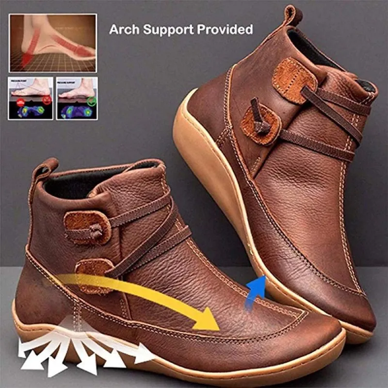 Dyavor Women Snow Ankle Boots Waterproof Leather Orthopedic Shoes