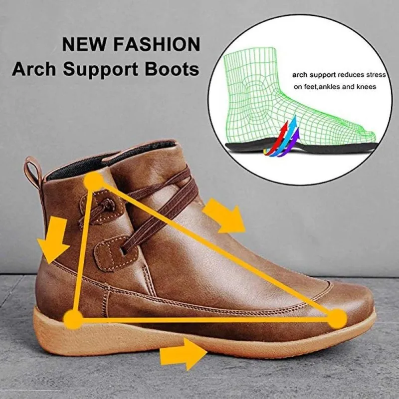Dyavor Women Snow Ankle Boots Waterproof Leather Orthopedic Shoes