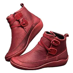 Dyavor Women Snow Ankle Boots Waterproof Leather Orthopedic Shoes