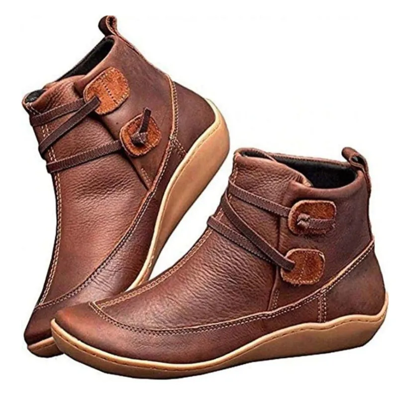 Dyavor Women Snow Ankle Boots Waterproof Leather Orthopedic Shoes