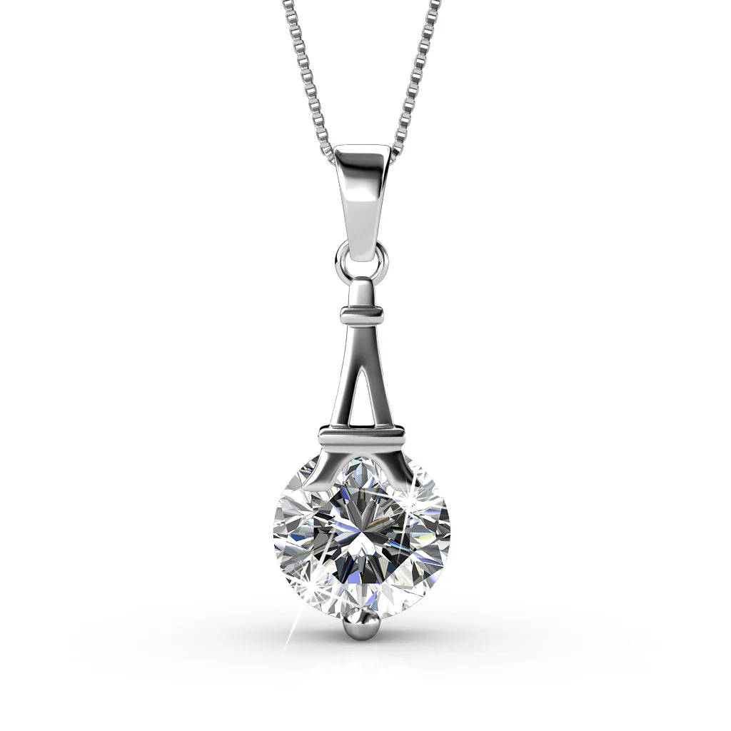 Isla Ethereal 18k White Gold Plated Necklace and Earrings Jewelry Set