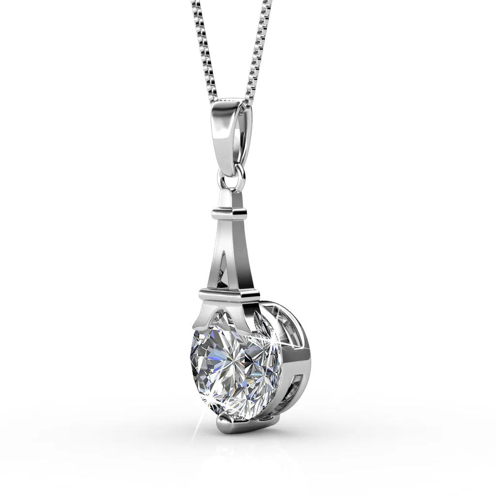 Isla Ethereal 18k White Gold Plated Necklace and Earrings Jewelry Set