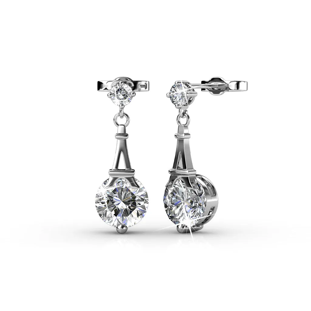 Isla Ethereal 18k White Gold Plated Necklace and Earrings Jewelry Set