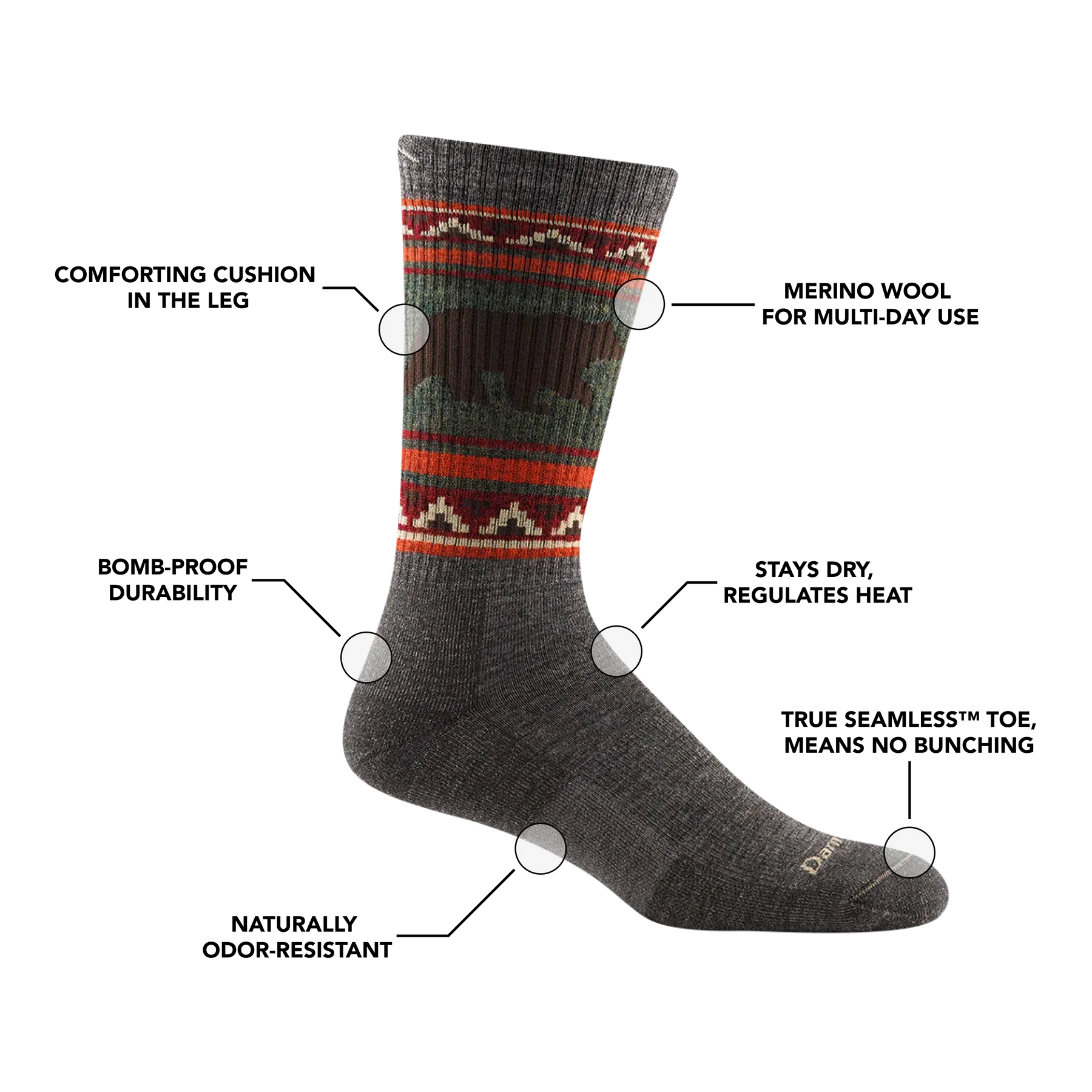 Men's Boot VanGrizzle Midweight Hiking Socks (Forest)