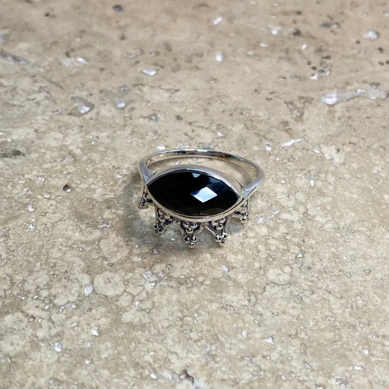 Onyx Rose Cut Ring - Chloe