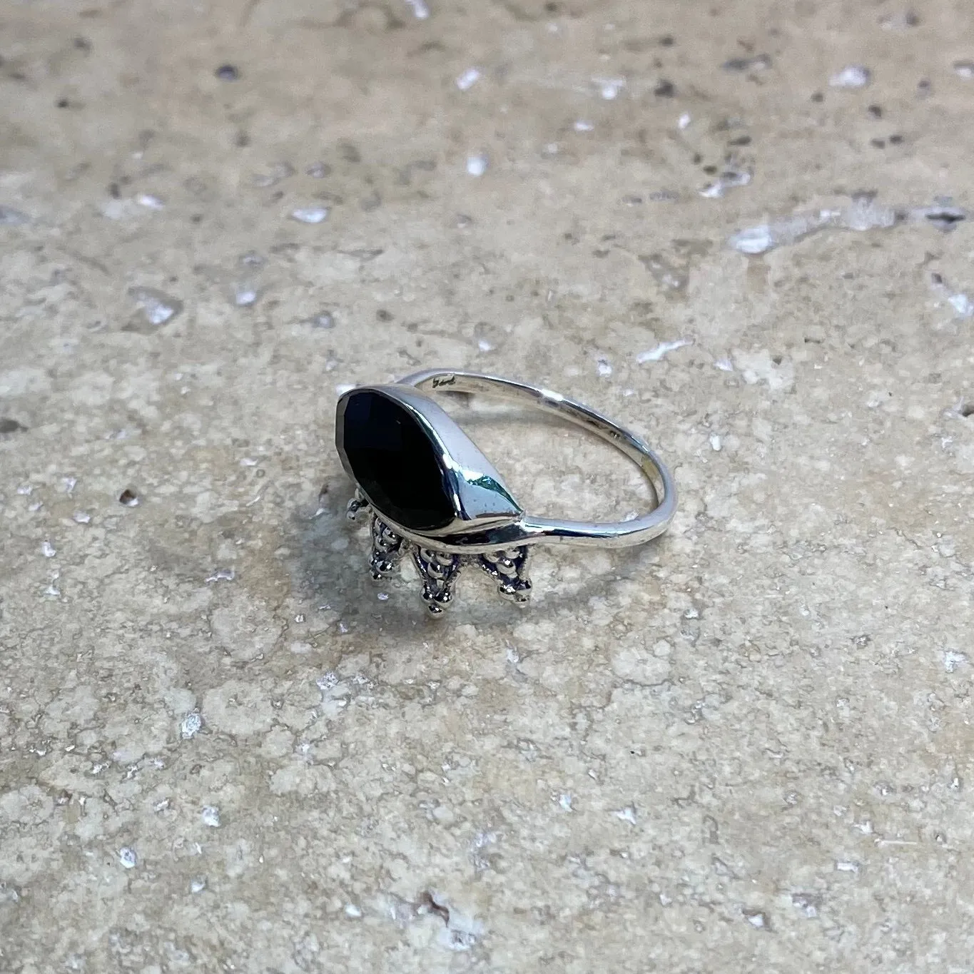 Onyx Rose Cut Ring - Chloe