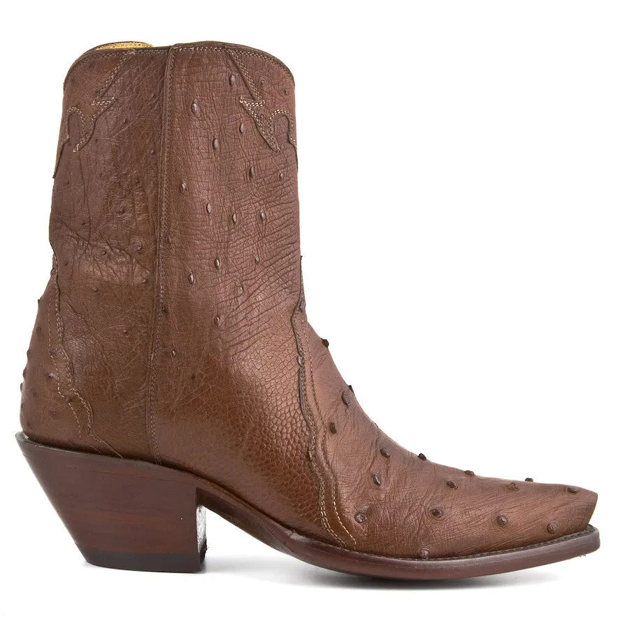 Ostrich Ankle Zipper - Brown