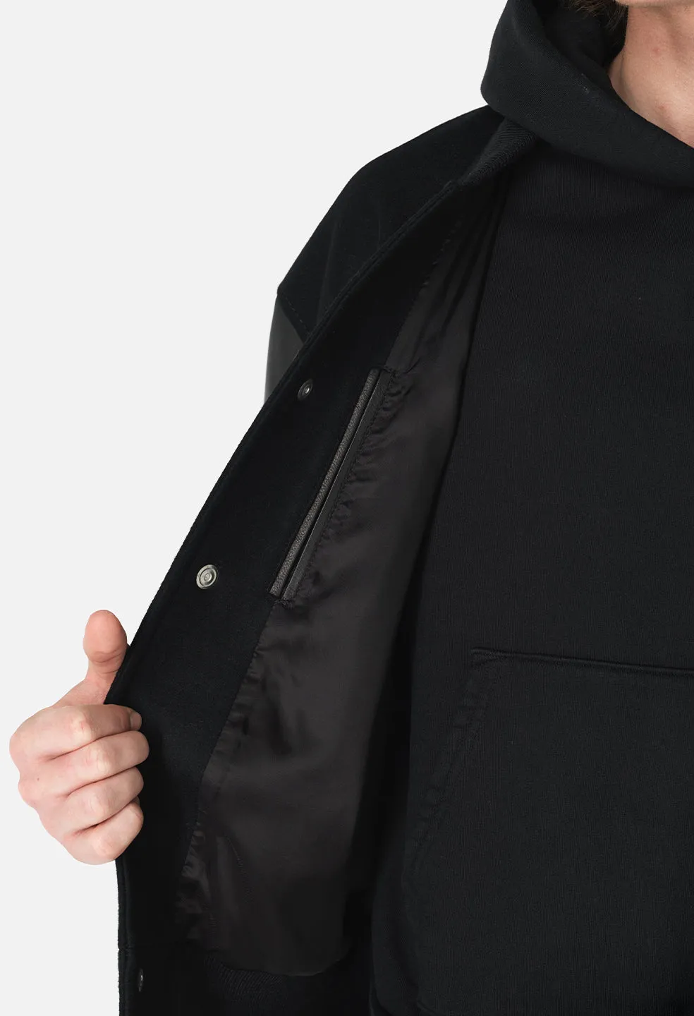 Varsity Jacket - Black on Black with Enhanced Features