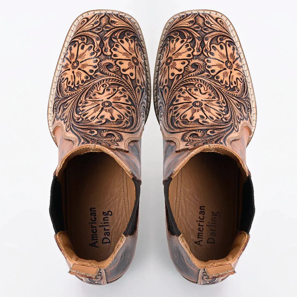 Wayland Hand Tooled Leather Booties