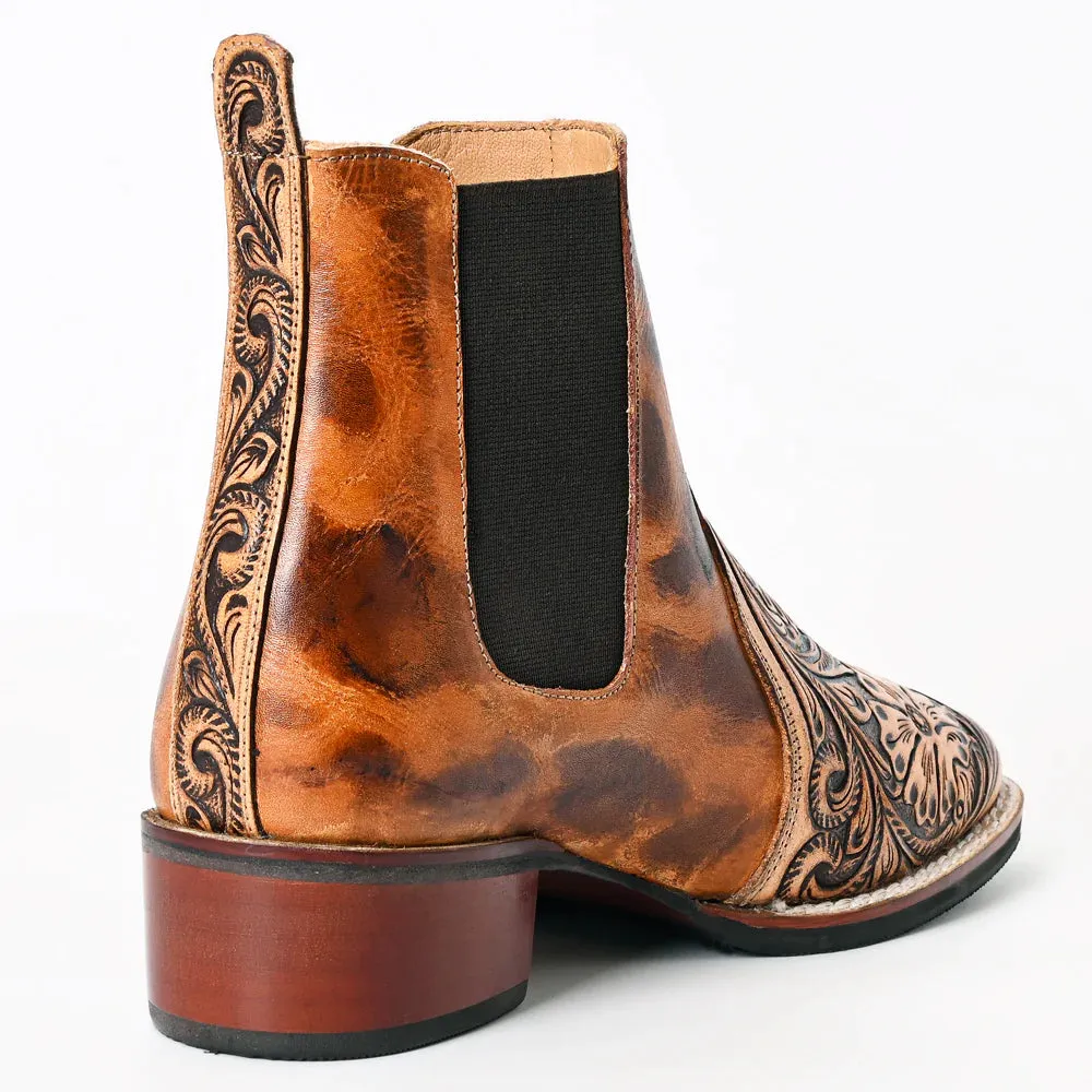 Wayland Hand Tooled Leather Booties