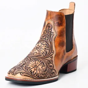 Wayland Hand Tooled Leather Booties