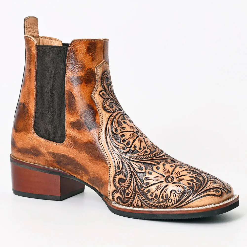 Wayland Hand Tooled Leather Booties