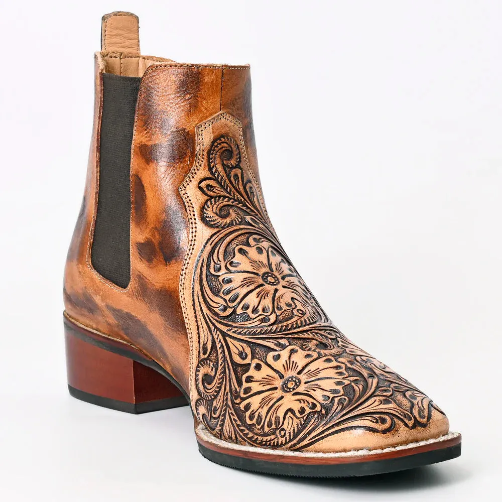 Wayland Hand Tooled Leather Booties